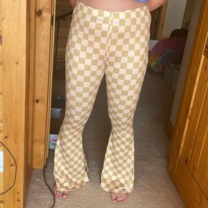 Daisy Del Sol Bell Bottoms - Green Checkerboard